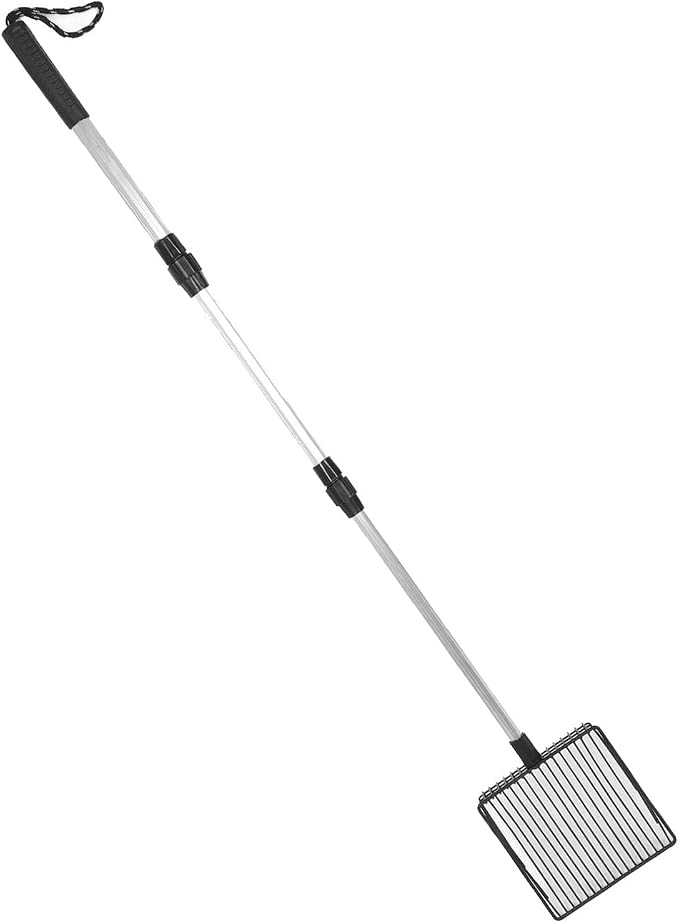 Qiilu Metal Poop Scoop Extendable Cat Litter Scoop Lightweight Versatile Fine Screen Long Handle Pooper Scooper Cat Poop Sifter Pet Supplies Cats Litter & Housebreaking Scoops (Model B 3 Section