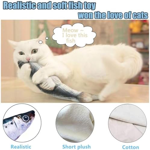 2 Packs Cat Toys Floppy Fish with Catnip, Realistic Moving Cat Fish Toy