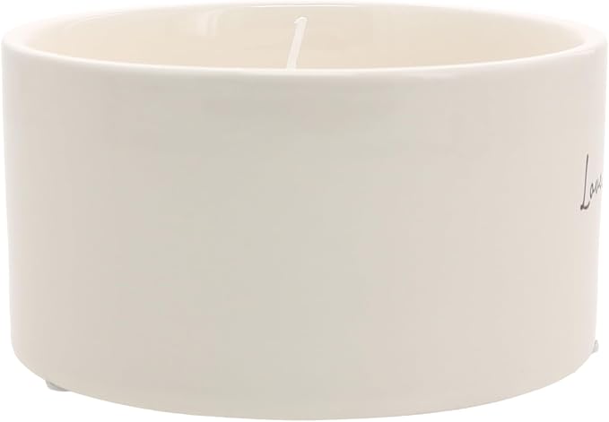 Pavilion Gift Company - Love Lives Here - 10 oz Soy Wax Ceramic Vessel Candle Housewarming Apartment-Warming Gift Present Neutral Home Decor