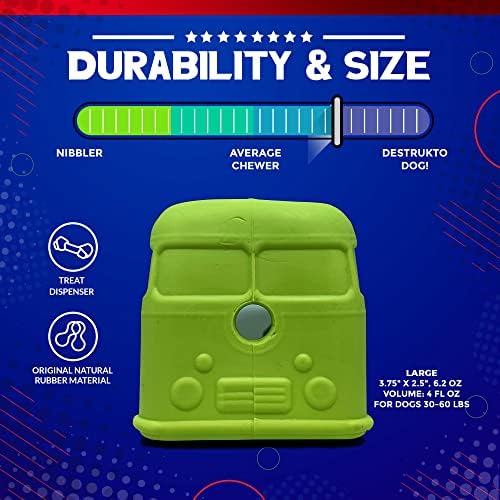 SodaPup MuttsKickButt Surf's Up Retro Van – Durable Dog Treat Dispenser & Chew Toy Made in USA from Non-Toxic, Pet Safe, Food Safe Natural Rubber for Mental Stimulation, Problem Chewing, & More