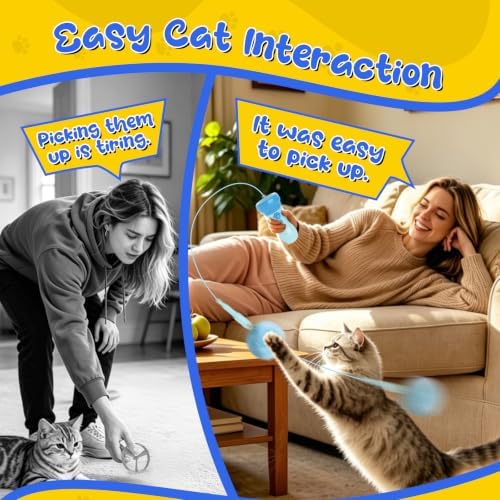 Interactive Cat Toy for Indoor with Launcher Ball One-Click Recycling