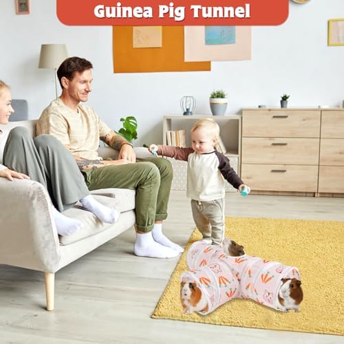 YUEPET Bunny Tunnels & Tubes, Collapsible 3 Way Rabbit Hideout Tunnel