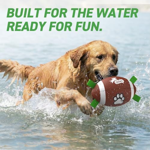 QDAN Dog Toys Football, Interactive Dog Toys for Tug of War,Superbowl Football Party Decorations Favor, Dog Water Toy, Durable Dog Balls for Small & Medium Dogs(8 inch) | Superbowl Football Party Decorations Favor, Durable Dog Balls with Straps for Sma...