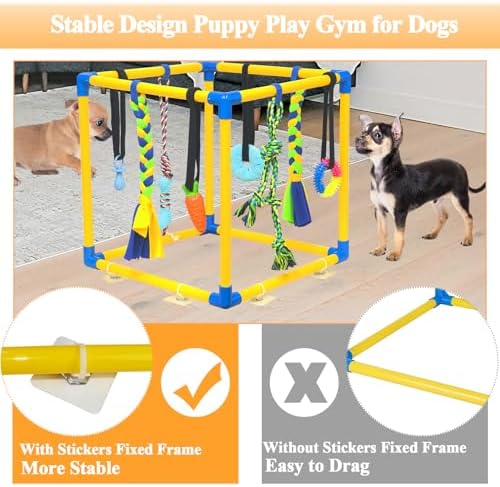 Puppy Play Gym with 8 Hanging Toys for Teething & Chewing, Small Dogs