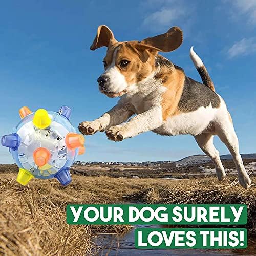 Jumping Activation Ball for Dogs with Flashing LED Ball Light & Music - Automatically Bouncing, Suitable for Indoor & Outdoor Play (Blue)