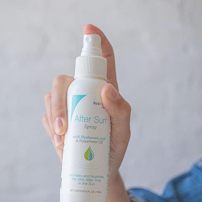 Hyalogic After Sun Spray with Hyaluronic Acid & Peppermint Oil –Sunburn Relief Spray – Vegan Summer Skin Care (4 fl oz)