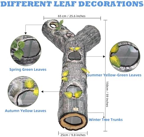 Cat Tunnel,Cat Tunnels for Indoor Cats,Tree Trunk Play Toy for Large Cats、Kitten and Other Small Animals to Chase and Play,Foldable Easy to Store,Cat Tube Toys Long 59"
