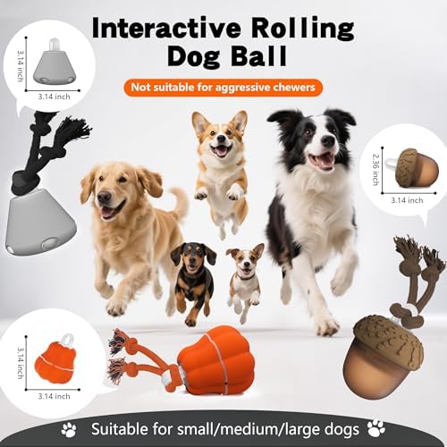 Interactive Dog Toys, Automatic Moving Rolling Dog Toys to Keep Them Busy, Motion-Activated Bouncing Vibrating Dog Ball for Small/Medium/Large Dogs (Pumpkin)