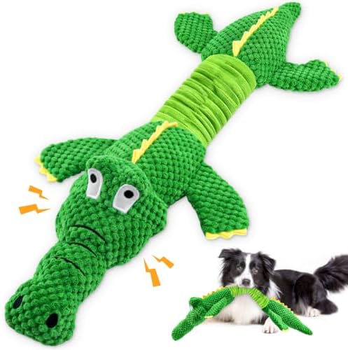 WOWBALA Crocodile Squeaky Dog Toys for Moderate Chewers, Toss & Fetch Play