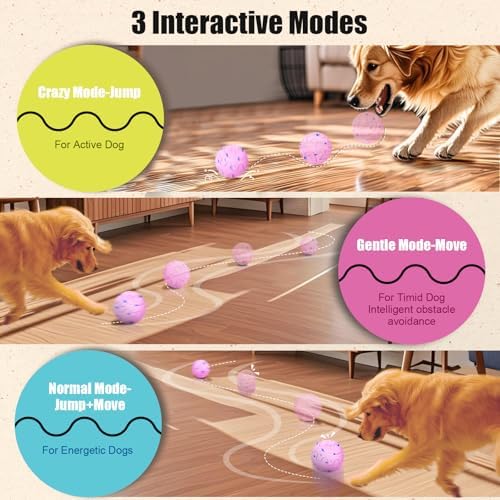 Interactive Dog Ball Toy, Smart Dog Toy for Medium and Large Dogs, Automatic Moving Rotating & Bouncing Ball, Durable E-TPU Material, IP54 Waterproof, Motion-Activated Dog Toy for Active Dogs