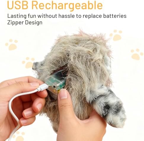 Puffluv Flapping Cat Toy,Interactive Owl with Remote Control, 3 Modes Flapping Wings & Chirping, USB Rechargeable,Catnip, Mimic Bird for Indoor Cats, Never Bored