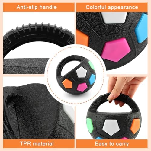 Dog Soccer Ball Toy with Handle - Dog Calming Ball,Floating,Black