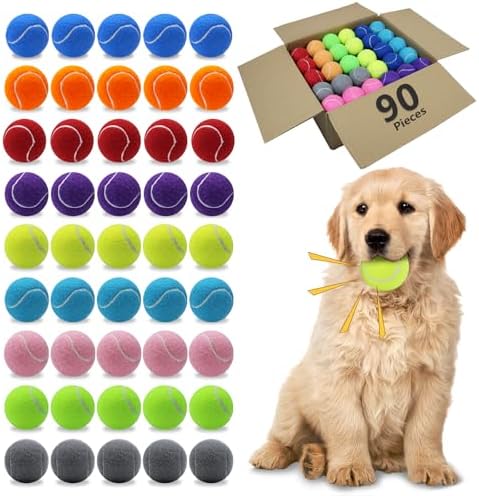 Magicorange Dog Tennis Balls, 90 Pack 2.5 inch Squeaky Tennis Balls