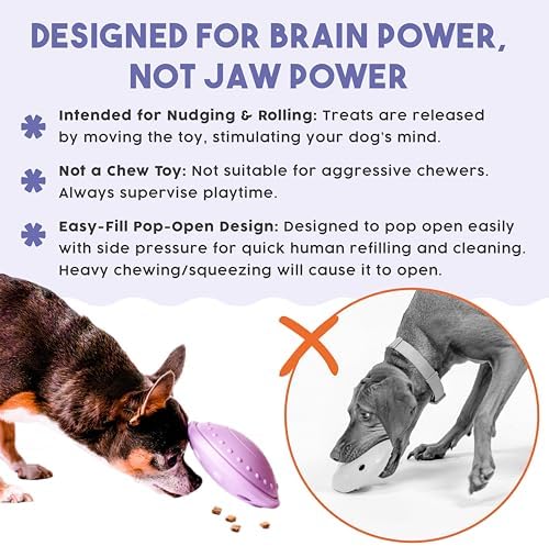 Awoo Flying Saucer Toy - 3-in-1 Silicone Dog Treat Puzzle, Lick Mat and Slow Feeder - for Wet and Dry Food - Dishwasher Safe Pet Toy - Enrichment Game for Dogs up to 30 lbs - Small (Lavender)