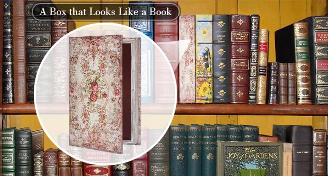 Book Box Decorative Storage Box Faux Wood M Size Box | Book Box with Magnetic Cover Storage for Hidden Jewelry,Photos, Greeting Cards,Remotes