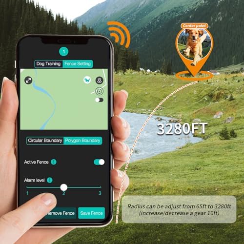 Wireless GPS Dog Fence Collar – 4G Smart Tracker with Geo-Fence, Free APP, History Route, IP67 Waterproof, 500mAh Battery, No Subscription – for Medium & Large Dogs