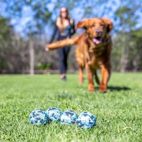 Hyper Pet Tennis Balls for Medium Dogs, 2.5 Inch Size, Pack of 4, Blue Camo