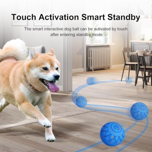 Moving Dog Toy, Interactive, Bouncing and Rotating, Silent Foam Material, IP54 Waterproof Rating, Smart Active Rolling, Stimulation Toys for Medium and to Keep Them Busy