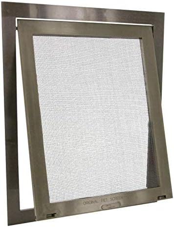 PetSafe Screen Door for Dogs & Cats, Up to 30 lb, Brown, Small | For Screen Doors or Porch Screens, Puncture-Resistant Mesh, Sliding Wind-Lock, Quick DIY Snap-in Install