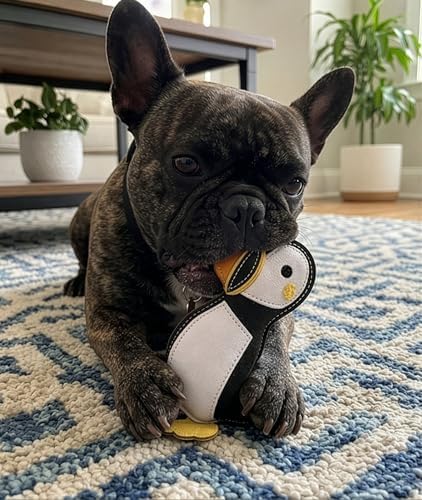 SPOT Dura-Fused Colors Leather Puffin Dog Toy, Squeaker Inside, All-Natural Leather, Heavy-Duty Stitching on Stress Points, Rip-Resistant, Multi-Texture Chew Toy, for Small to Medium Dogs, 8.5 Inch