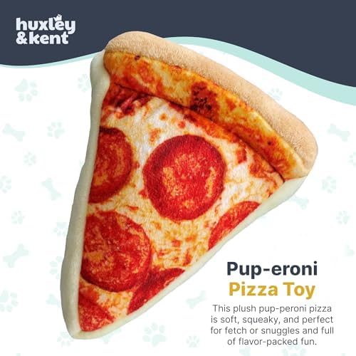 Huxley & Kent Power Plush Squeaky Dog Toy, Pup-Eroni Pizza, Large