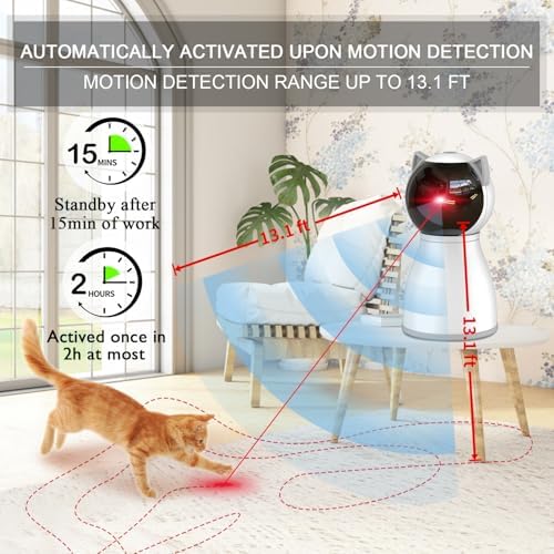 YVE LIFE Interactive Cat Toys Laser for Indoor Cats,Automatic Kitten Toys | 4th Gen Motion Activated Real Random Trajectory Laser Pointer Cat Toy, USB Rechargeable Cat Enrichment Toys