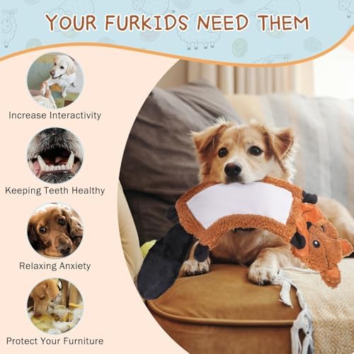 SCENEREAL Fall Thanksgiving Stuffless Dog Squeaky Toys for Medium Large Dogs, 3 Pack Holiday Halloween Pet Crinkle Toy with Squeaker for Puppy Chew, Interactive Dog Plush Toys Gift for Boy Girl