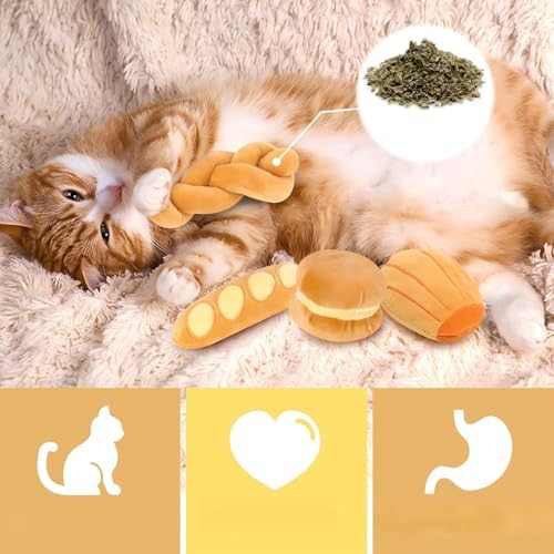 Distaratie Cat Toys 6PCS Bread Catnip Toys Chew Bite Resistant Toys