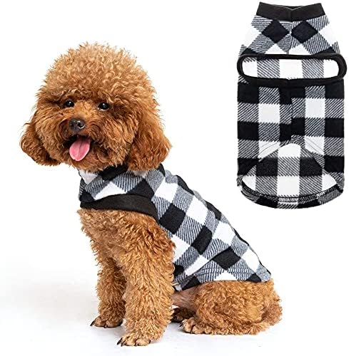 Plaid Cat Sweater - Pet Clothes Cat Puppy Vest Warm Fleece Hoodie for Cats, Fall and Cold Winter Coat Pullover Design, Buffalo Checked Sweatshirt Clothing Also for Small Dogs