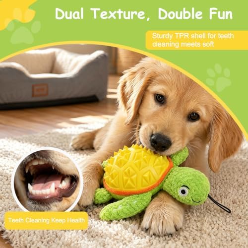 Squeaky Plush Turtle Dog Toy – Interactive Chew & Cuddle