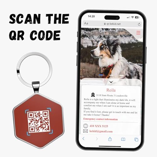 QR Code Dog Tag,Pet ID Tags, Dog Tags Personalized for Pets,Smart Dog ID Tags,Custom Dog Tags-Free Online&Scan QR Receive Instant Location Alert Email