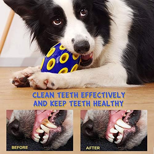 Treat Dispensing Dog Toys - Squeaky Dog Toys for Aggressive Chewers - Tough Interactive Fetch Tennis Balls Toys for Medium Large Breed