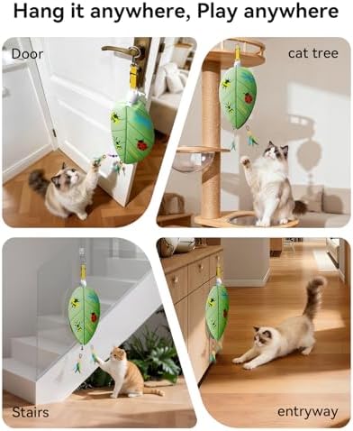 ROJECO Interactive Cat Toys,Automatic Feather & Mouse Door Hanging Cat Toys