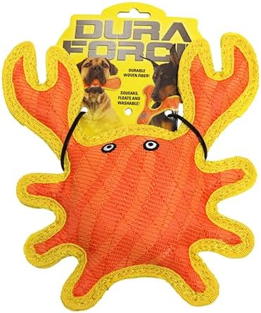 Tuffy® - DuraForce® : Crab Dog Toy: Ultra Durable Plush Toy with Multiple Layers & Reinforced Seams, Washable and Floats, DuraForce® Construction