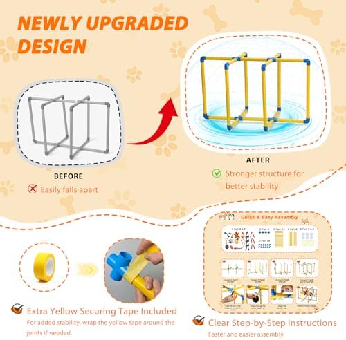 Upgraded Puppy Play Gym with 9 Hanging Toys, Reinforced Frame & Strong Suction Cups–Removable Dog Enrichment Playground, Indoor Jungle Gym & Activity Center for Small Dogs with Squeaky& Teething Toys