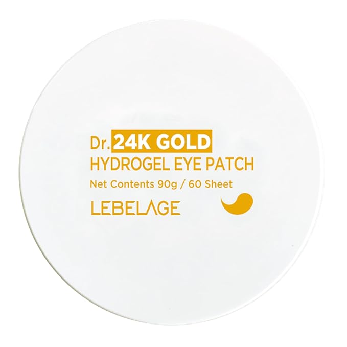 LEBELAGE Eye Patch Hydrogel 24K Gold 60 Sheets | Cooling Hydrogel Under Eye Patches with Gold | Moisturizing Eye Care for Daily Skincare Routine