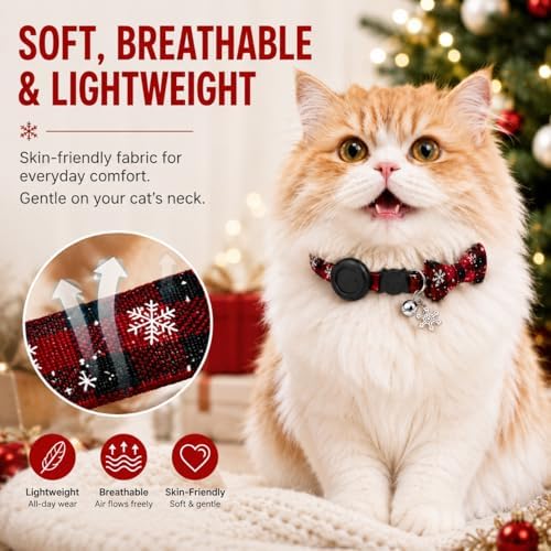 Cat Tracker GPS for Android, Pet GPS Tracker Collar for Cats No Subscription, IP67 Waterproof Cat Collar with Tracker Compatible with Google Find Hub – Replaceable 1-Year Battery, Android Only (Red)