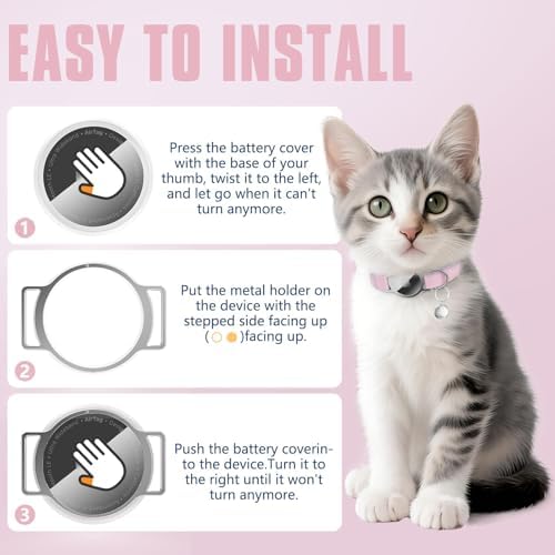 AirTag Cat Collar, Elastic Tracker Collar with Airtag Holder and Bell | Compatible with Apple Air Tag, Lightweight & Scratch Resistant, Adjustable Stepless GPS Pet Collar for Cats Kittens, Pink