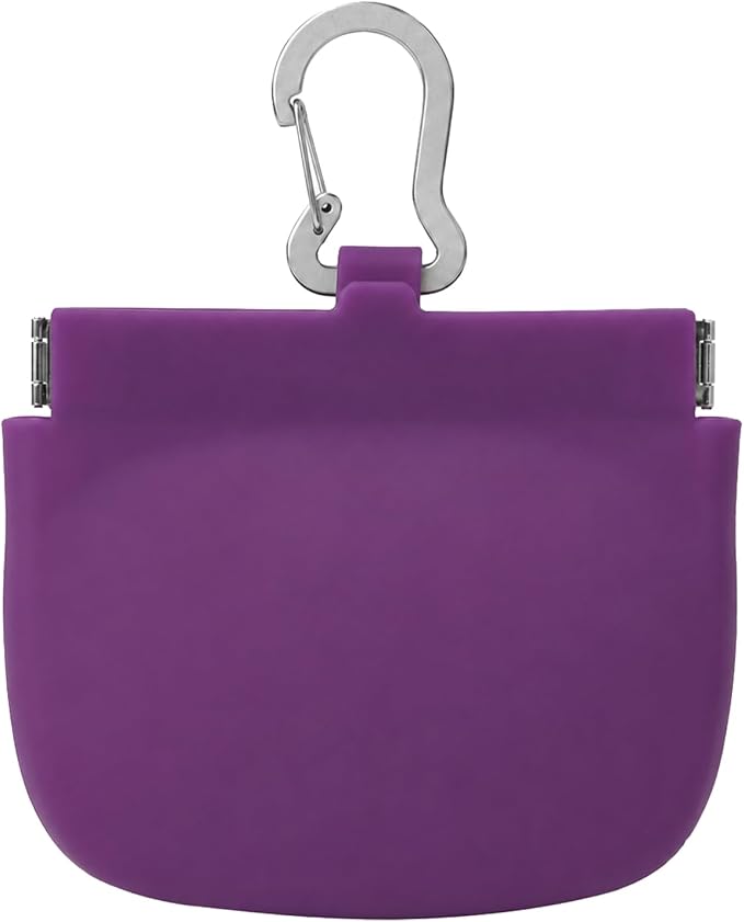 Silicone Dog Treat Pouch for Pet Training One-Hand Access One Cup Silicone Treat Bag with Pull Tab and Auto Closing Lid Treat Pouches for Leash(Color: Purple)