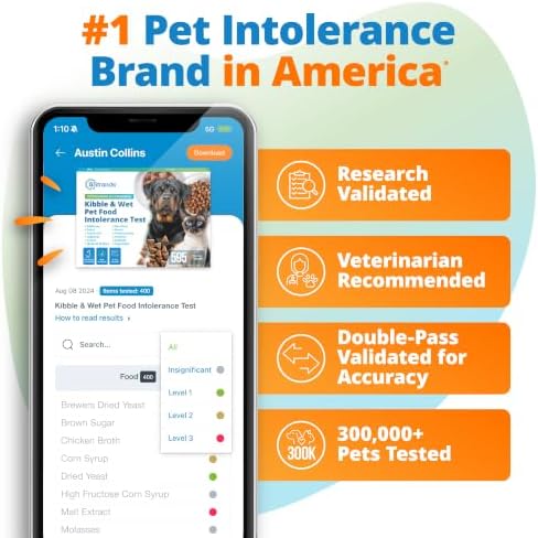 5Strands Kibble & Wet Pet Food Intolerance Test for Dogs & Cats | 410 Items Tested, Identify Trigger Ingredients In Your Pet’s Diet, At Home Hair Sample Screening, Fast Results in 4 Days