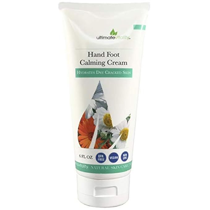 UltimateVitality Hand Foot Cream for For Oncology Patients, Intensive Natural and Organic Moisturizing Cream for sensitive Irritated Skin During Chemo Treatment - 6 Ounces