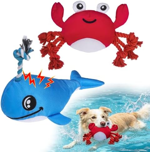 BEAUTYZOO Floating Dog Pool Toys 2 Pack,Squeaky Water Fetch Toys for Summer