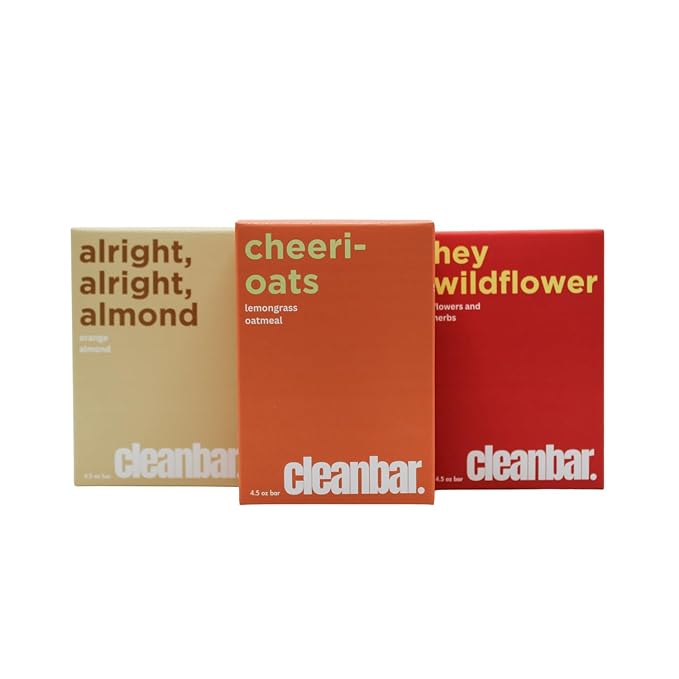 All Natural Bar Soap - Exfoliating 3 Pack Set - Cheerioats, Hey Wildflower, Alright Alright Almond (4.5 oz each, 3 bars)