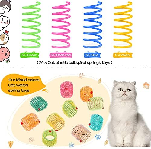 Sumind 30 Pcs Cat Spring Toys Kitten Spiral Springs for Indoor Interactive Cat Pet Toys Plastic Coil Spiral for Kitten Swatting Biting Hunting Bouncing Training Play, 2 Styles
