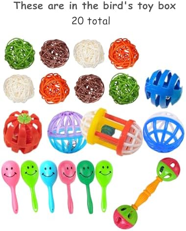 20-Pack Bird Toys for Parakeets, Budgies