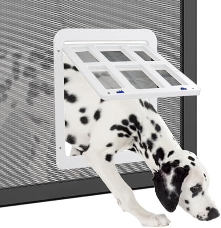 Namsan Dog Door for Screen Door, Passage 11.2 x 14.4 inches, Doggy Door for Sliding Door, Dog Screen Window, Magnetic Flap Auto Closing, Screen Door with Doggie Door Built in, Lockable, White