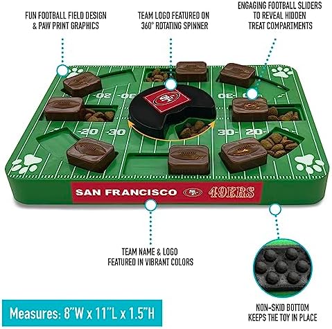 Pets First NFL SAN Francisco 49ERS Puzzle, Interactive Dog Treat Puzzle Toy
