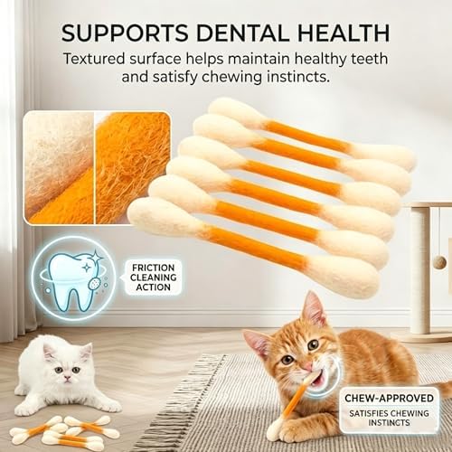 6 PCS Swabs Cat Toys with Catnip,Cat Qtip Toy,Cotton Swabs Cat Toys with Catnip,Durable for Chew,Interactive Kitty Kick Sticks for Cat Lovers Gift,Sturdy Teething Chew Toy (Purple;)