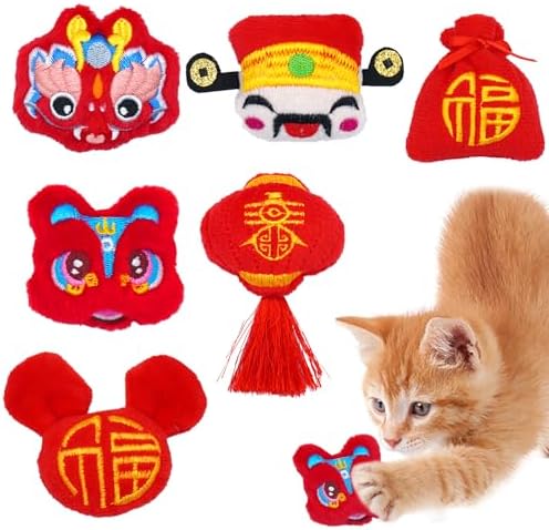 Lunar New Year Cat Catnip Toys for Indoor Cats 6 Pack