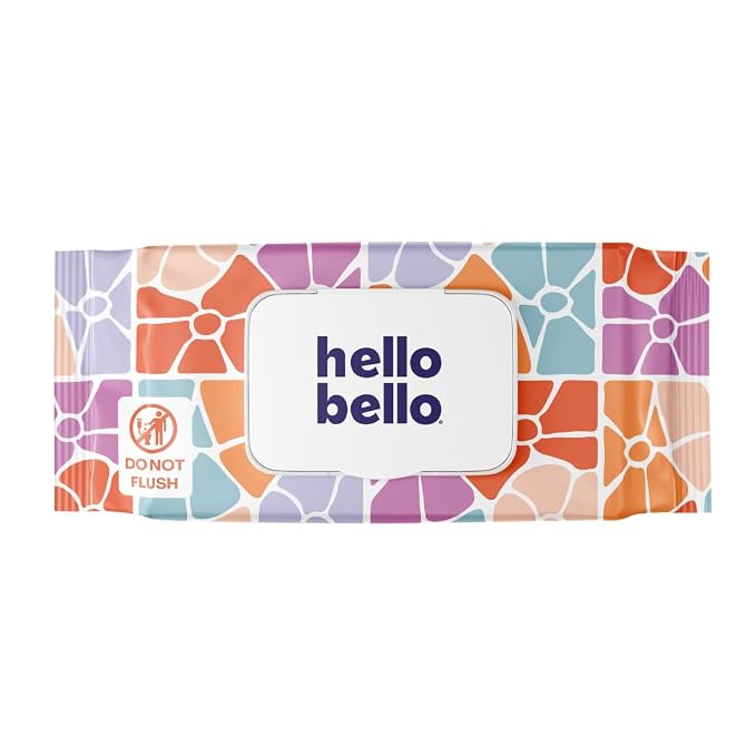 Hello Bello Premium Wipes, Designed for Sensitive Skin with Chamomile & Aloe Extracts, Flower Pop (18 Resealable Packets = 1080 Total Wipes)